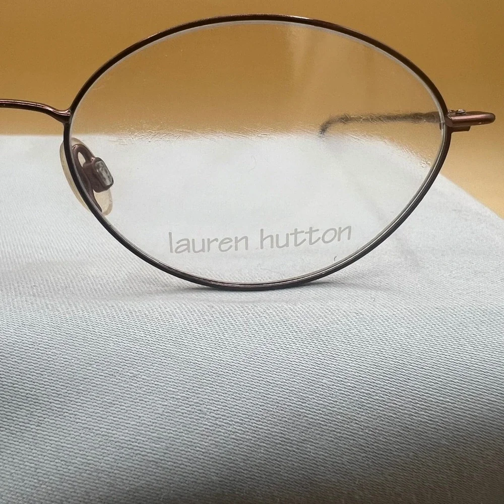 Lauren Hutton Rosette L068 Oval Eyeglass Frames Burgundy Metal 53-17-135 Womens